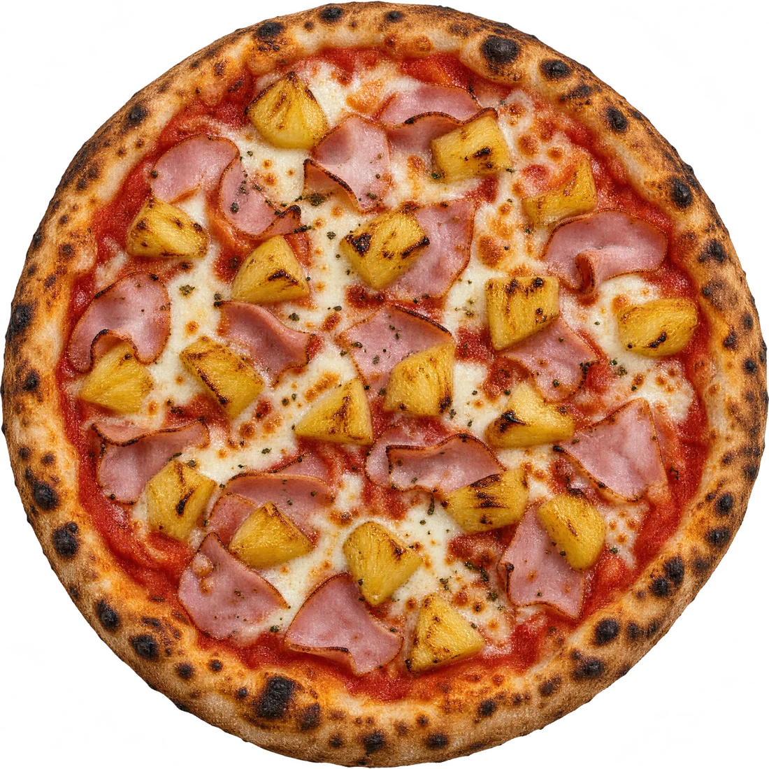 Pizza Hawaiana con jamón y piña asada