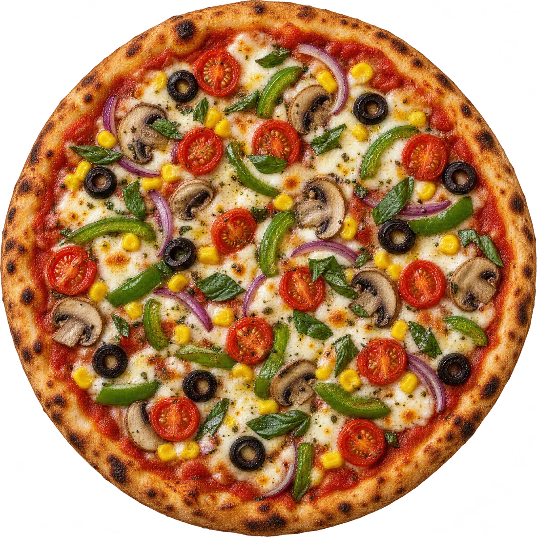 Pizza Vegetal con hongos y aceitunas